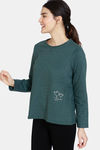 Zivame Fleece Marl Knit Cotton Sweatshirt With Soft Brushed Back - Ponderosa Pine — thumbnail 2